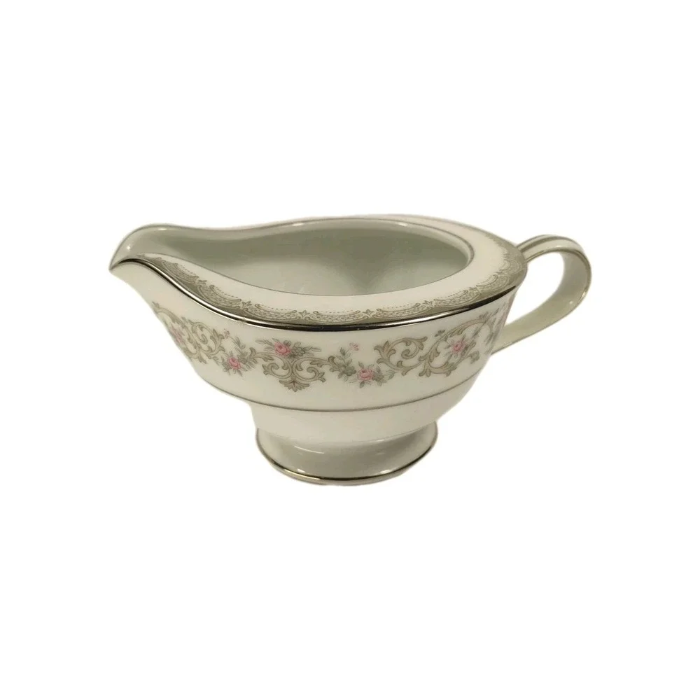 Noritake China Edgewood 5807 Sugar Bowl with Lid and Creamer Set Pink‎ Roses